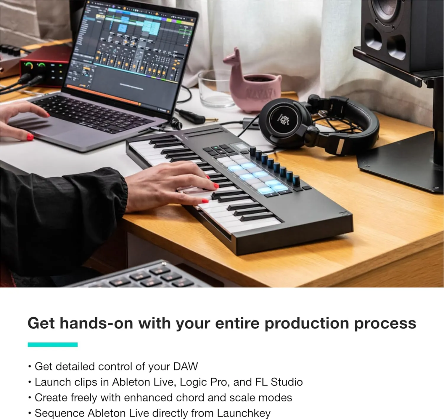 Novation Launchkey Mini 37 MK4 — Portable 37 Mini-Key, USB, MIDI Keyboard Controller with DAW Integration. Chord Mode, Scale Mode, Drum Pads, and Arpeggiator. Includes Music Creation Software Bundle
