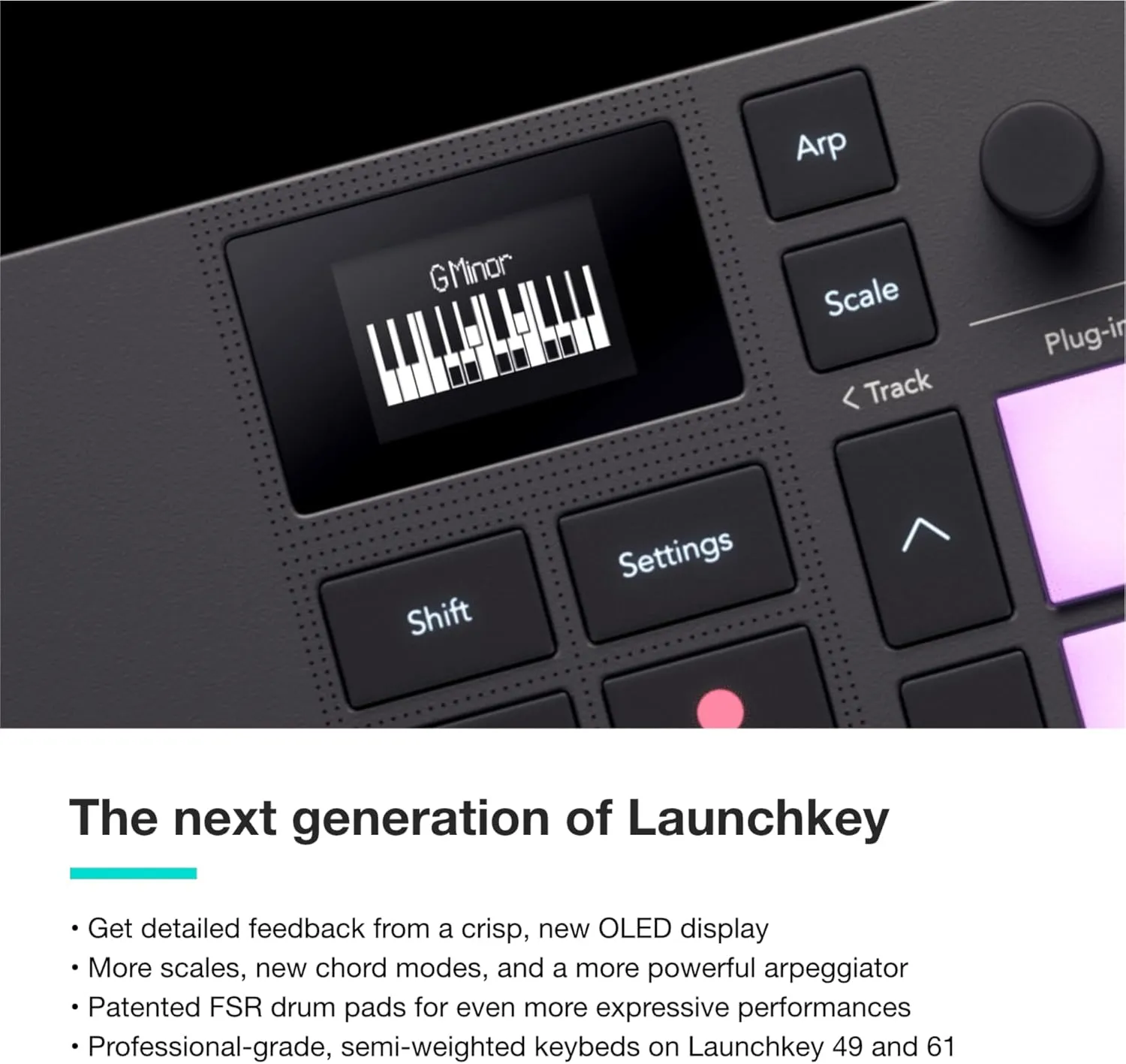 Novation Launchkey Mini 37 MK4 — Portable 37 Mini-Key, USB, MIDI Keyboard Controller with DAW Integration. Chord Mode, Scale Mode, Drum Pads, and Arpeggiator. Includes Music Creation Software Bundle