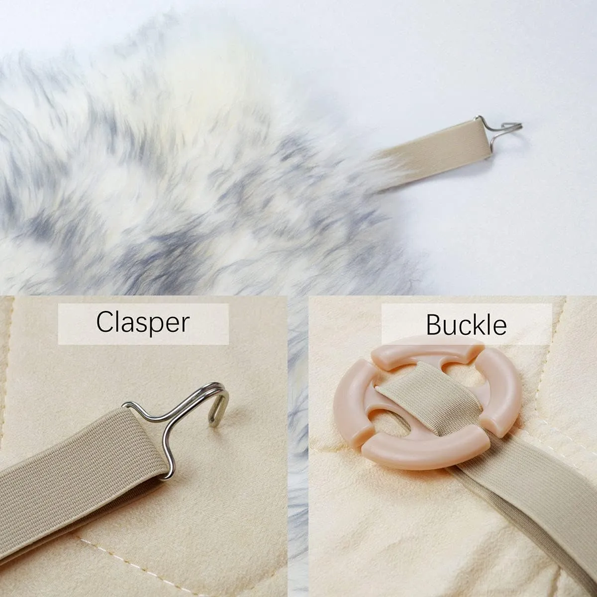 OKAYDA Natural Sheepskin Car Seat Cover Fluffy Square seat Cushion Universal Size Fit for Most Car, Truck, SUV, or Van (Gray tip)