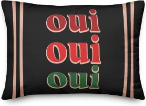 Oui Oui Oui Throw Pillow | Decorative Pillows for Living Room Couch Bed Sofa, Fluffy Soft Cushion | Black, 14x20