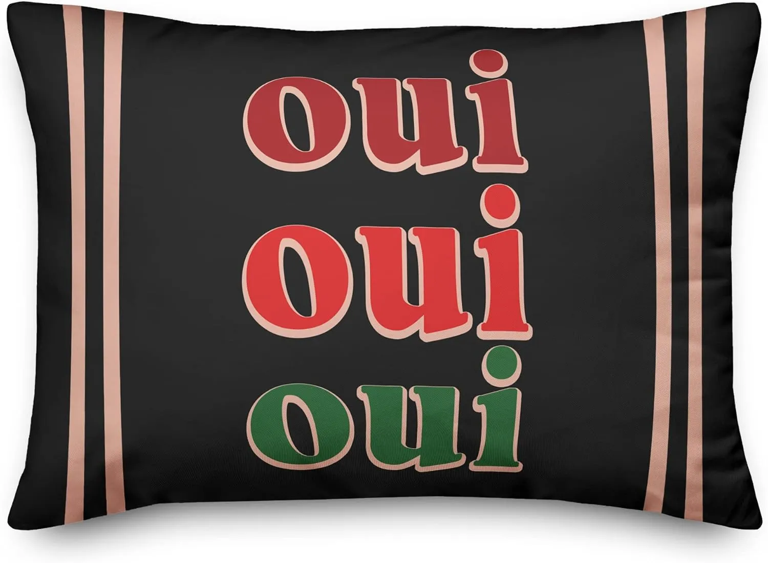 Oui Oui Oui Throw Pillow | Decorative Pillows for Living Room Couch Bed Sofa, Fluffy Soft Cushion | Black, 14x20