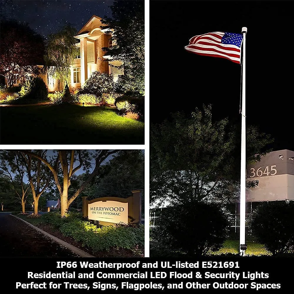 Outdoor LED Landscape Lights - 16W UL Listed, 1500 Lumen Waterproof Walkway Security Lights, 3000K Warm White, 1/2" Knuckle Mount, 120V and 5 Year Warranty