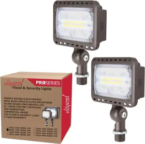 Outdoor LED Landscape Lights - 16W UL Listed, 1500 Lumen Waterproof Walkway Security Lights, 3000K Warm White, 1/2" Knuckle Mount, 120V and 5 Year Warranty