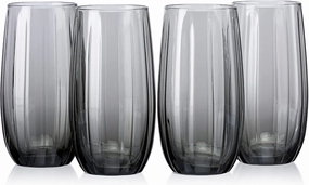 Pasabahce Linka Glass from House of Pasabahce The Original Pasabahce from Turkey, Grey Transparent Linka Glasses, 500 ml in Set of 4 Pcs, Perfect fit for Water/Juice.