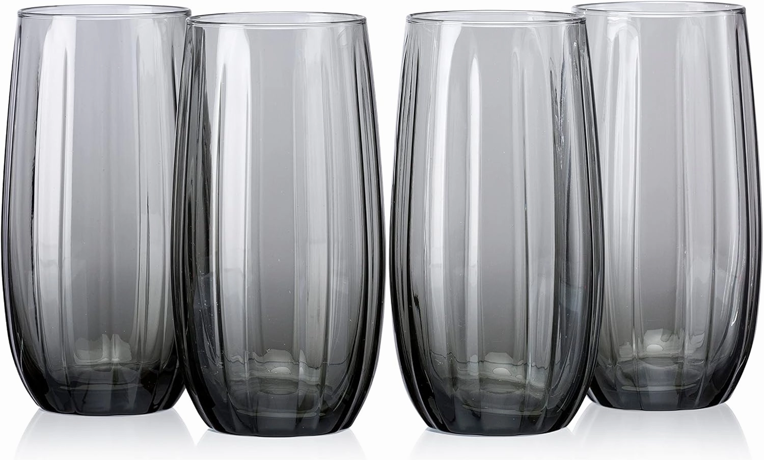 Pasabahce Linka Glass from House of Pasabahce The Original Pasabahce from Turkey, Grey Transparent Linka Glasses, 500 ml in Set of 4 Pcs, Perfect fit for Water/Juice.