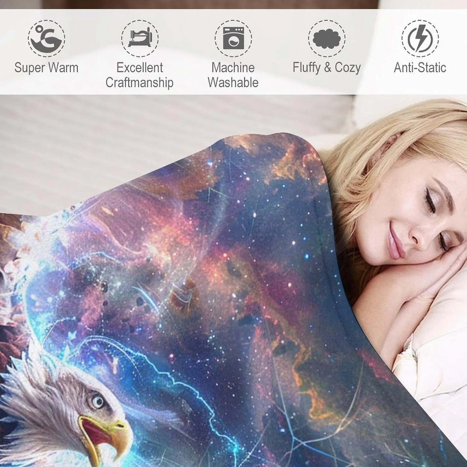 Patriot Eagle Blanket Eagle Gifts for Girls Boys Woman Kids Flying Eagle Lover Throw Blankets Soft Blanket Warm Fleece Flannel Plush Blankets for Bed Sofa Couch 40"x50"