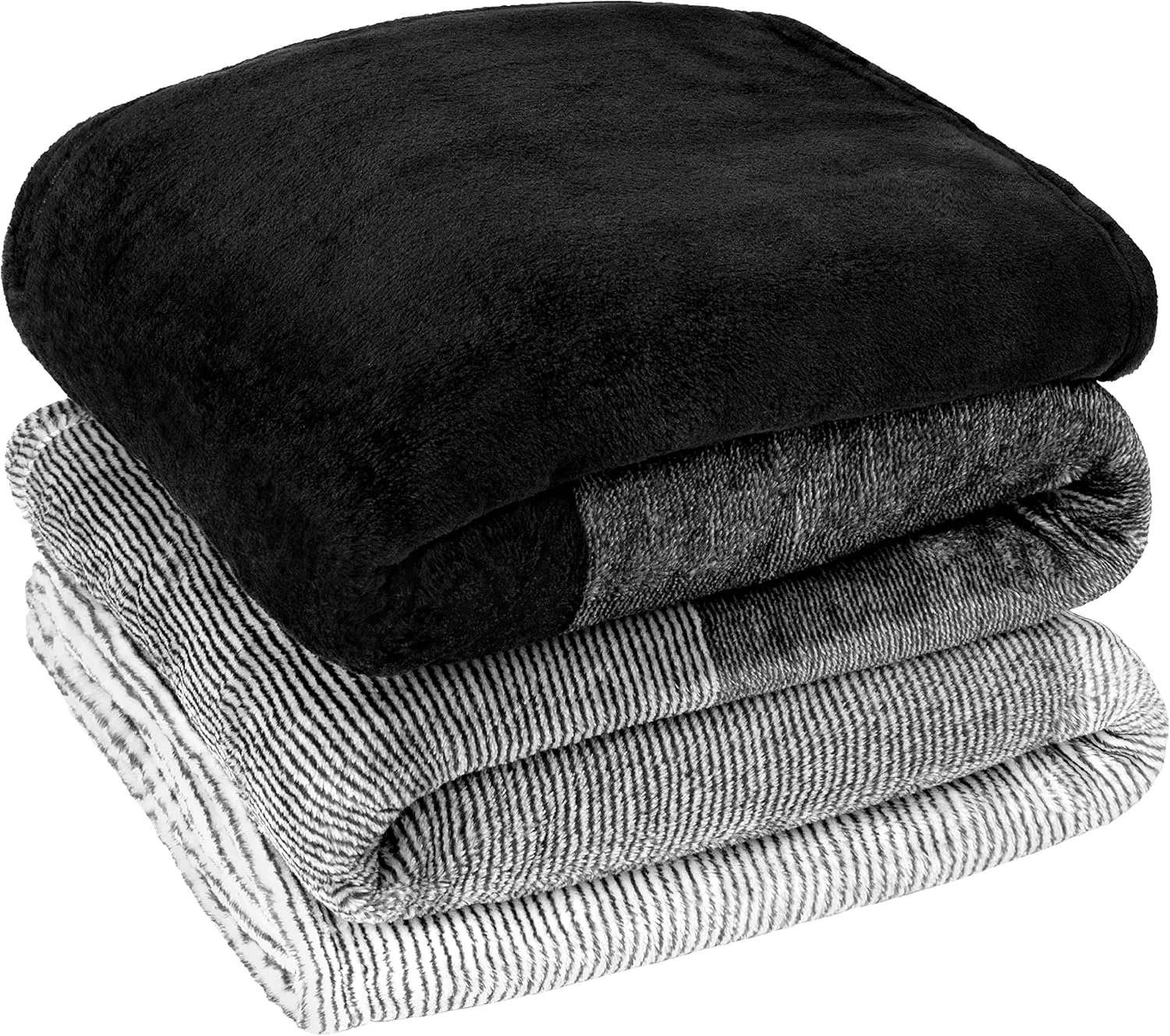 PAVILIA Black Ombre Fleece Throw Blanket for Couch, Soft Flannel Blanket for Sofa Bed Room, Plush Lightweight Dark Gray Black Gradient Blanket, Cozy Microfiber Decorative Gift Throw, 50x60