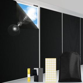 PChero Blackout Shades, 137"x59" Portable Blackout Window Cover Curtains with Hook and Loop Tape & Adhesive Dots & Storage Bag- No Drill Sun Blocking Black Out Blinds for Bedroom, Nursery, RV, Travel