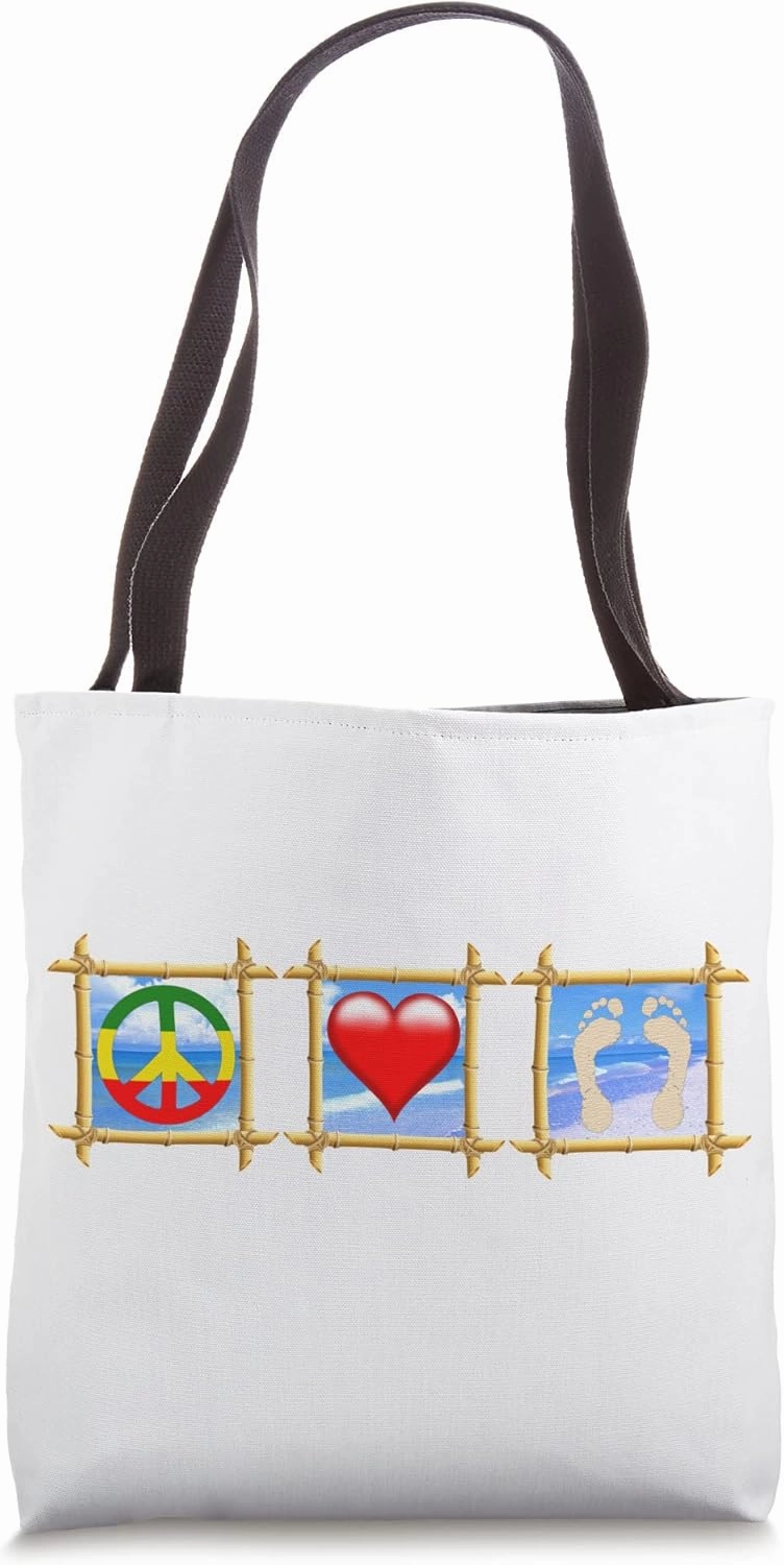 Peace Love Sandy Feet Beach Tote Bag