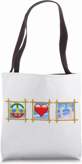 Peace Love Sandy Feet Beach Tote Bag