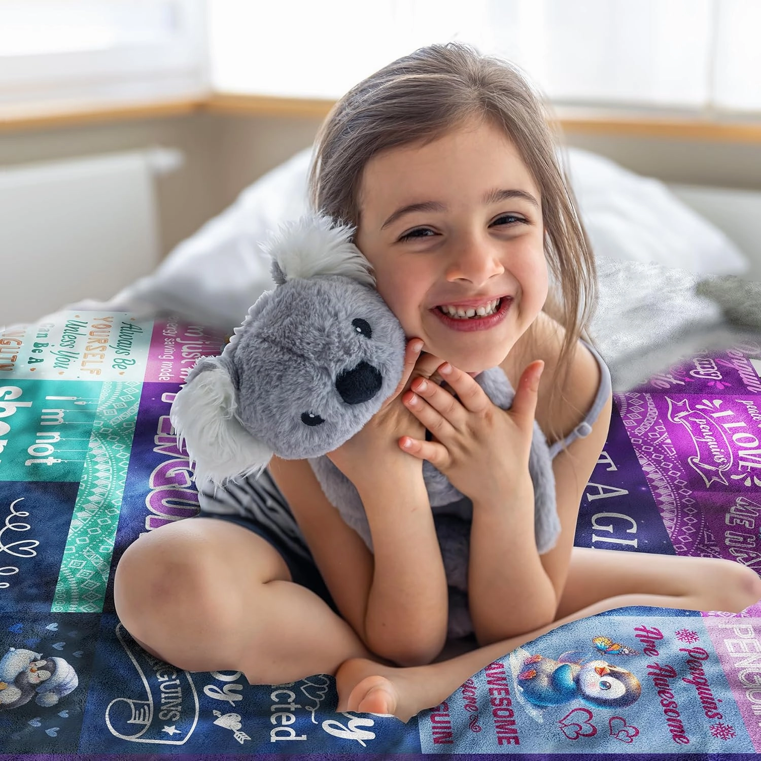 Penguin Blanket Gifts for Girls Women Penguin Lovers Birthday Gifts Decor Soft Flannel Stuff Throw Blanket 50" x 40"