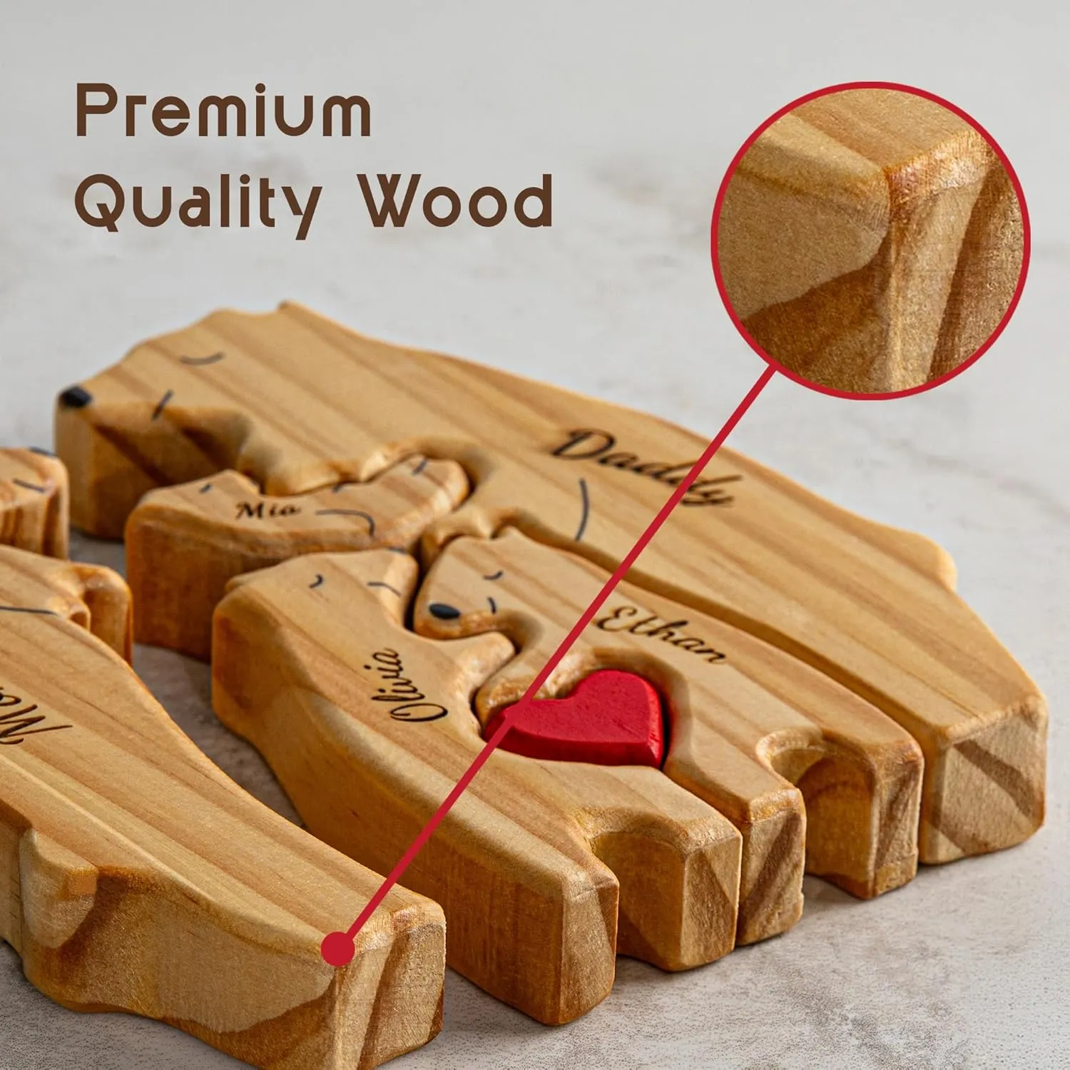 Personalized Wooden Bear Family Puzzle with Names, Custom Puzzles, Customized Gifts for Mom, Dad, Kids, Baby, Gift for Grandparents, Birthday Present, Holidays, Home Decor, Housewarming - 6 Bears
