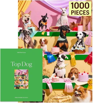 Piecework Top Dog 1000 Piece Puzzle for Adults, Challenging Jigsaw with Dogs and Baked Desserts Imagery, Soft-Touch Puzzle Gift - 19.25 x 26.6 inches