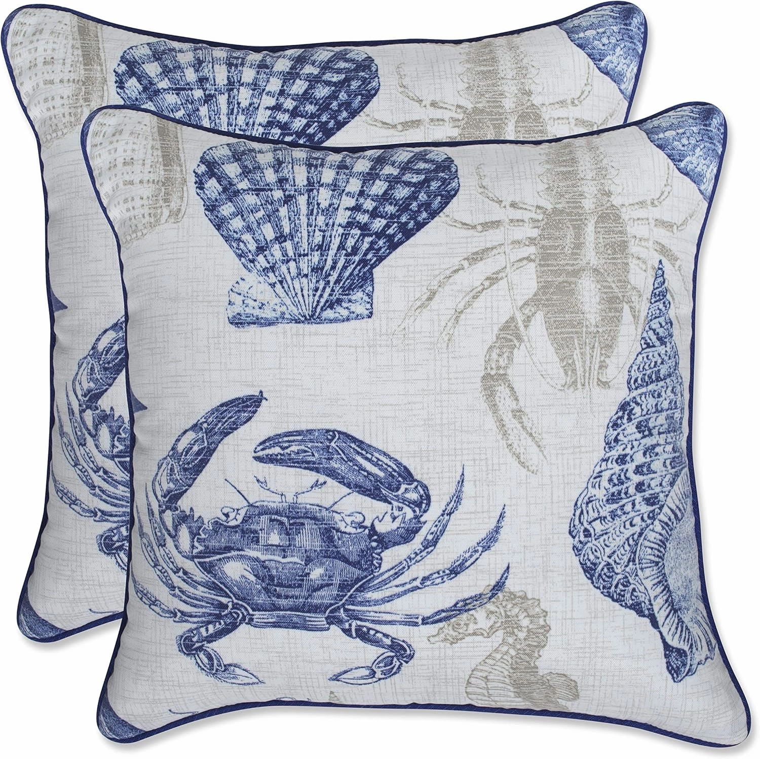 Pillow Perfect Outdoor/Indoor Throw Pillows, Accent - 16.5" x 16.5", Blue Sealife Marine 2 Count