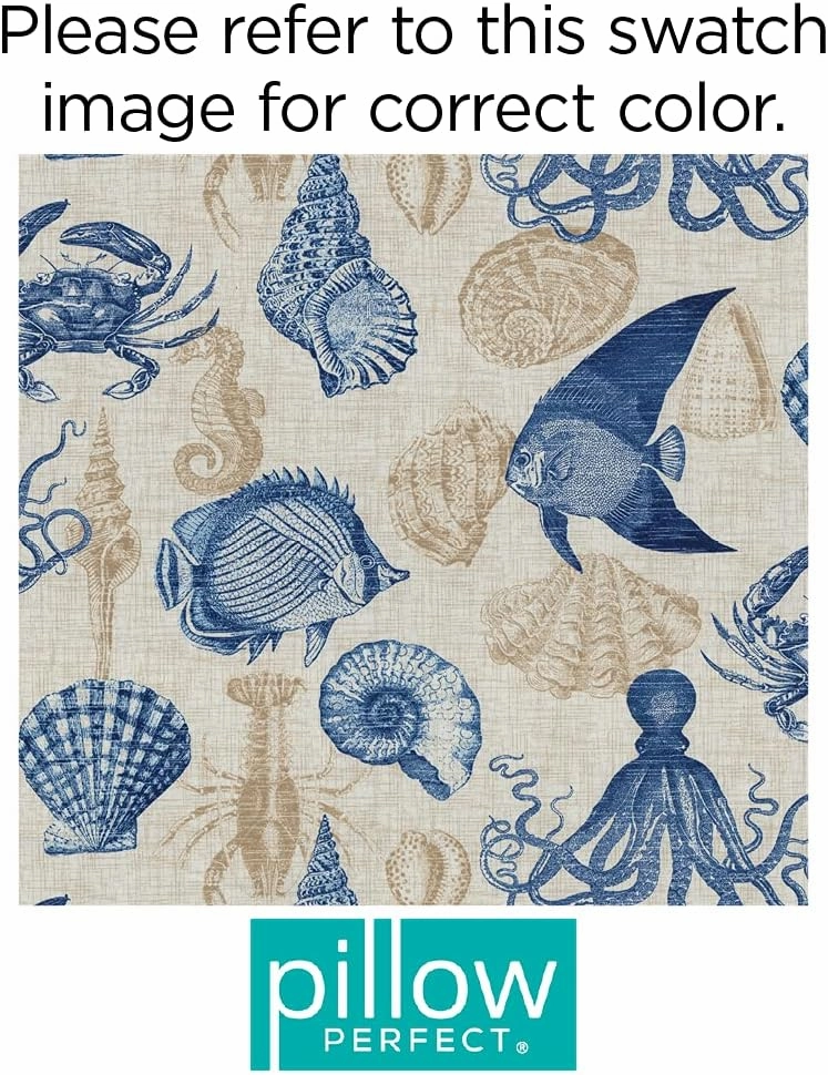 Pillow Perfect Outdoor Sea Life Marine Rectangular Throw Pillow, Set of 2,Blue,11.5" x 18.5"
