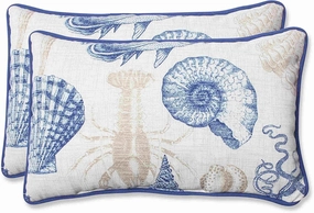 Pillow Perfect Outdoor Sea Life Marine Rectangular Throw Pillow, Set of 2,Blue,11.5" x 18.5"