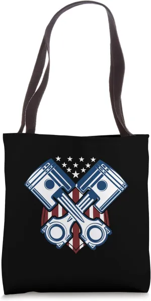 Piston American Flag Mechanic Auto Guy Tote Bag