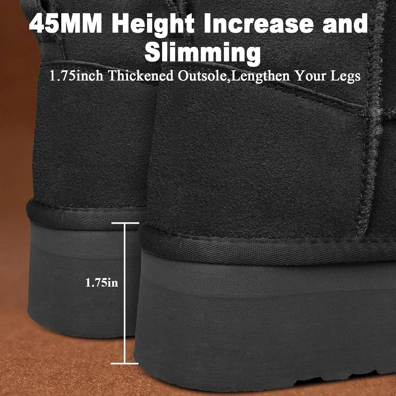 Platform Mini Boots for Women Suede Upper Winter Boots Warm Fur Fleece Lined Anti-Slip Sole Short Ankle Snow Boots for Indoor & Outdoor