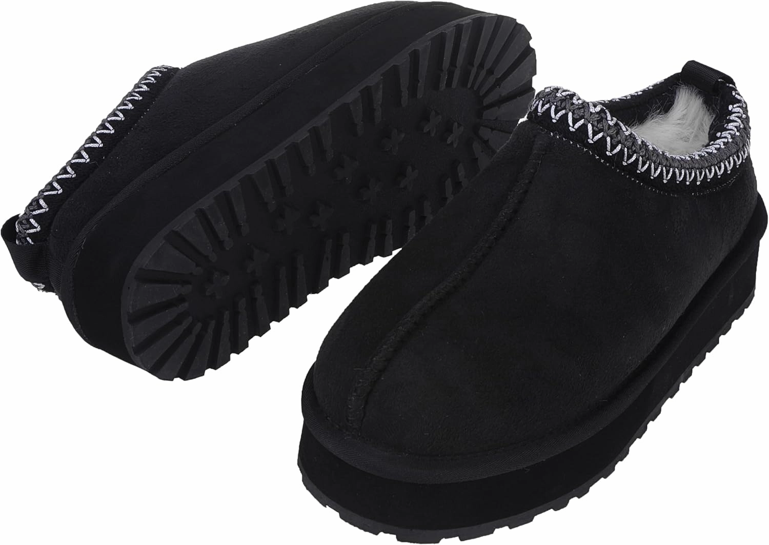 Platform Slippers, Mini Boots for Women Indoor Outdoor Anti-slip Slippers Womens Warm Fleece Lining Suede Leather Ankle Boots Slip On Hoese Shoes