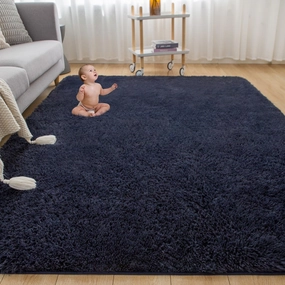 Poboton Small Throw Rugs for Bedroom, 2x3 Non Slip Mini Area Rug, Fluffy Washable Rug, Affordable Fluffy Blue Carpet, Door Entryway Indoor Inside Front Entrance Dog Mat, Home Decor Aesthetic, Nursery