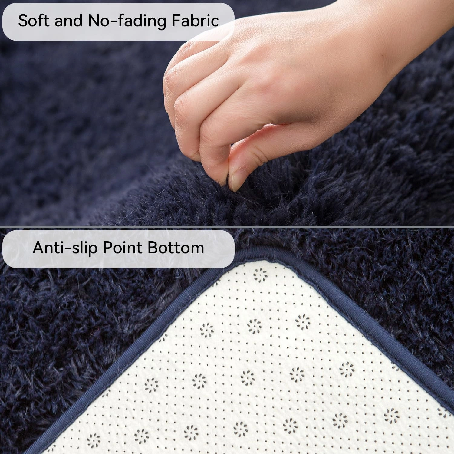 Poboton Small Throw Rugs for Bedroom, 2x3 Non Slip Mini Area Rug, Fluffy Washable Rug, Affordable Fluffy Blue Carpet, Door Entryway Indoor Inside Front Entrance Dog Mat, Home Decor Aesthetic, Nursery
