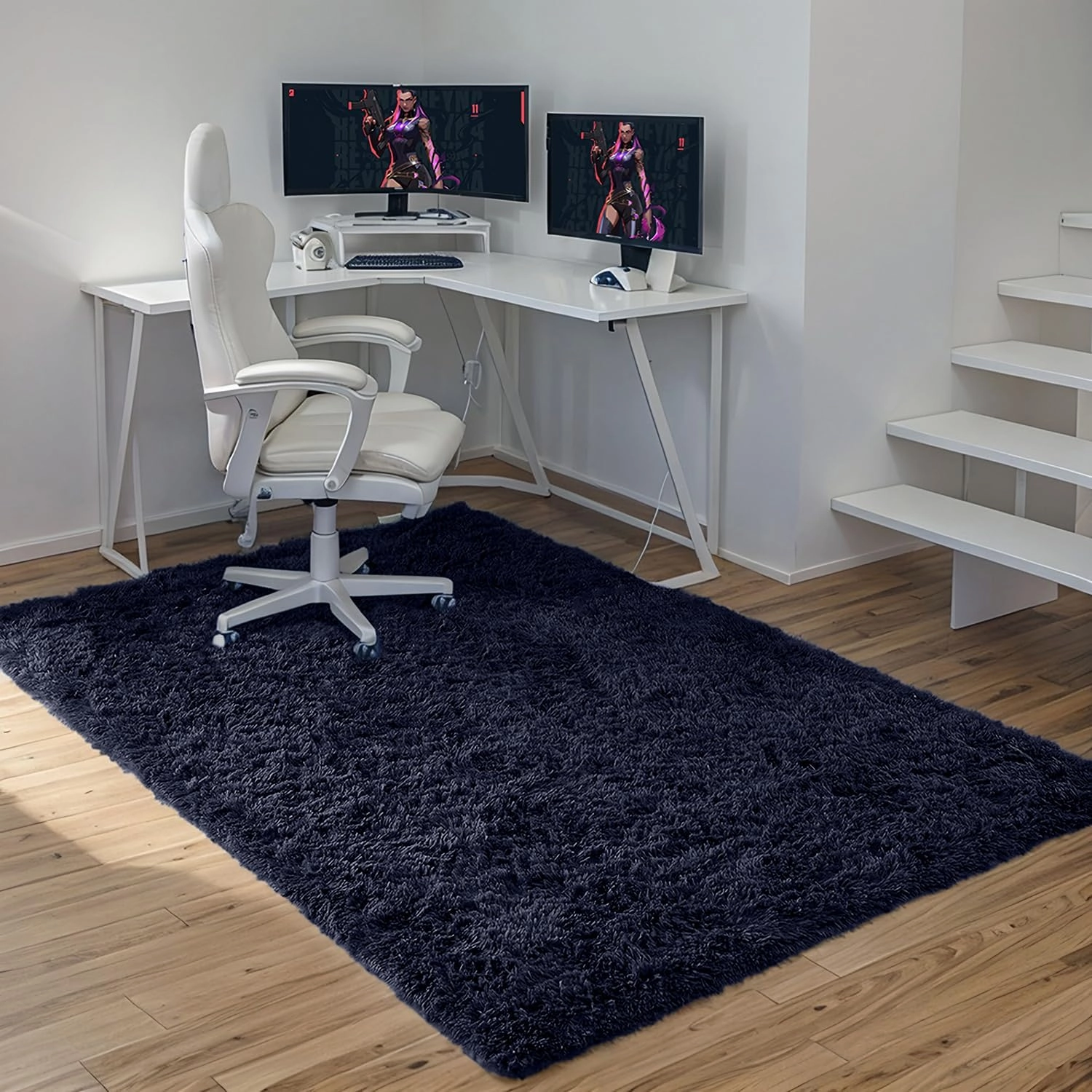 Poboton Small Throw Rugs for Bedroom, 2x3 Non Slip Mini Area Rug, Fluffy Washable Rug, Affordable Fluffy Blue Carpet, Door Entryway Indoor Inside Front Entrance Dog Mat, Home Decor Aesthetic, Nursery