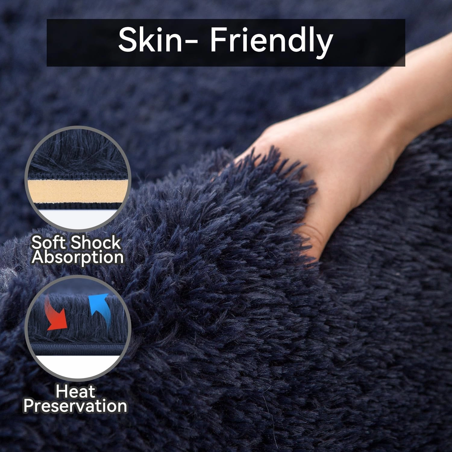 Poboton Small Throw Rugs for Bedroom, 2x3 Non Slip Mini Area Rug, Fluffy Washable Rug, Affordable Fluffy Blue Carpet, Door Entryway Indoor Inside Front Entrance Dog Mat, Home Decor Aesthetic, Nursery