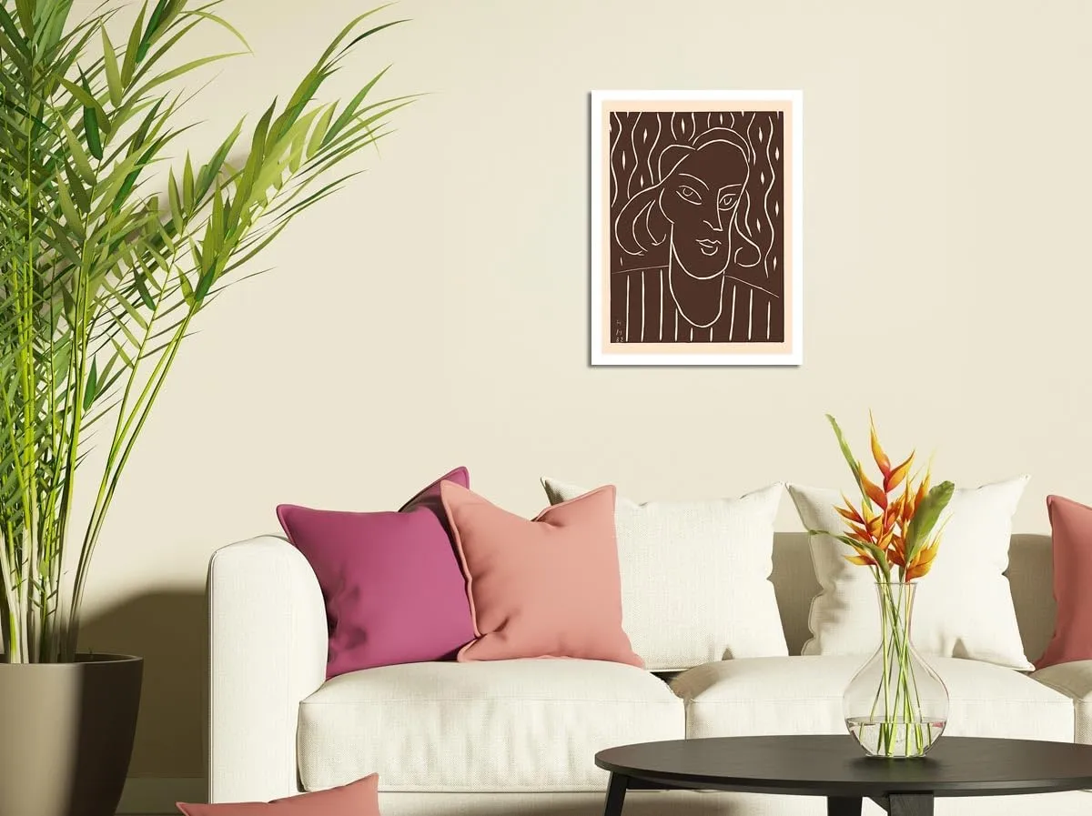 Portrait of a Woman - Alexina “Teeny” Duchamp - Vintage Woodcut Print by Henri Matisse c.1938 - Master Art Print (Unframed) 13in x 19in