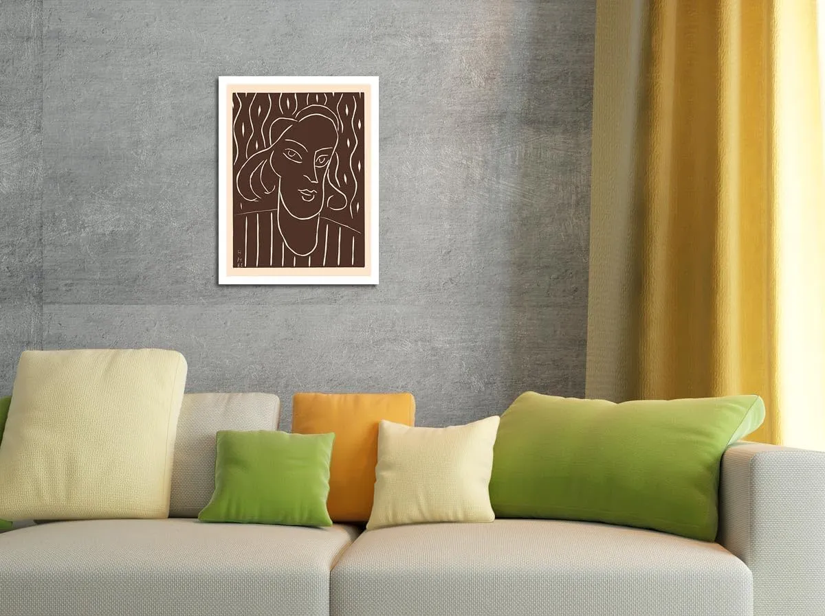 Portrait of a Woman - Alexina “Teeny” Duchamp - Vintage Woodcut Print by Henri Matisse c.1938 - Master Art Print (Unframed) 13in x 19in
