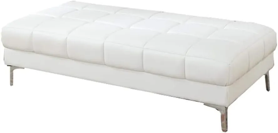 Poundex Bobkona Hayden Bonded Leather Ottoman, White
