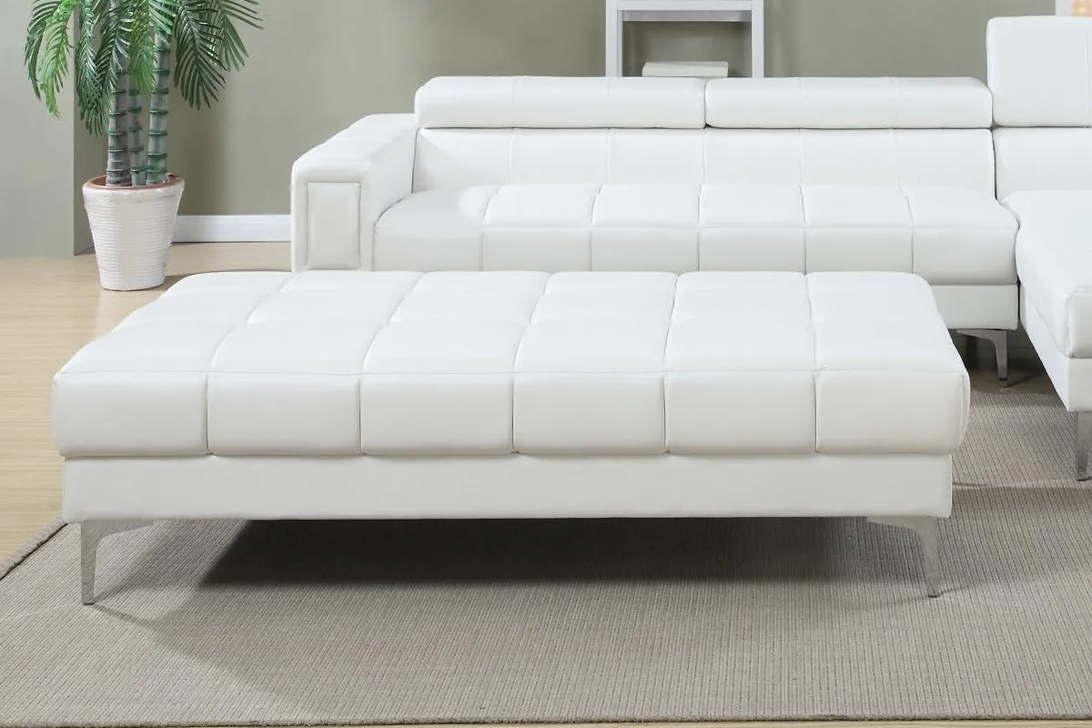 Poundex Bobkona Hayden Bonded Leather Ottoman, White