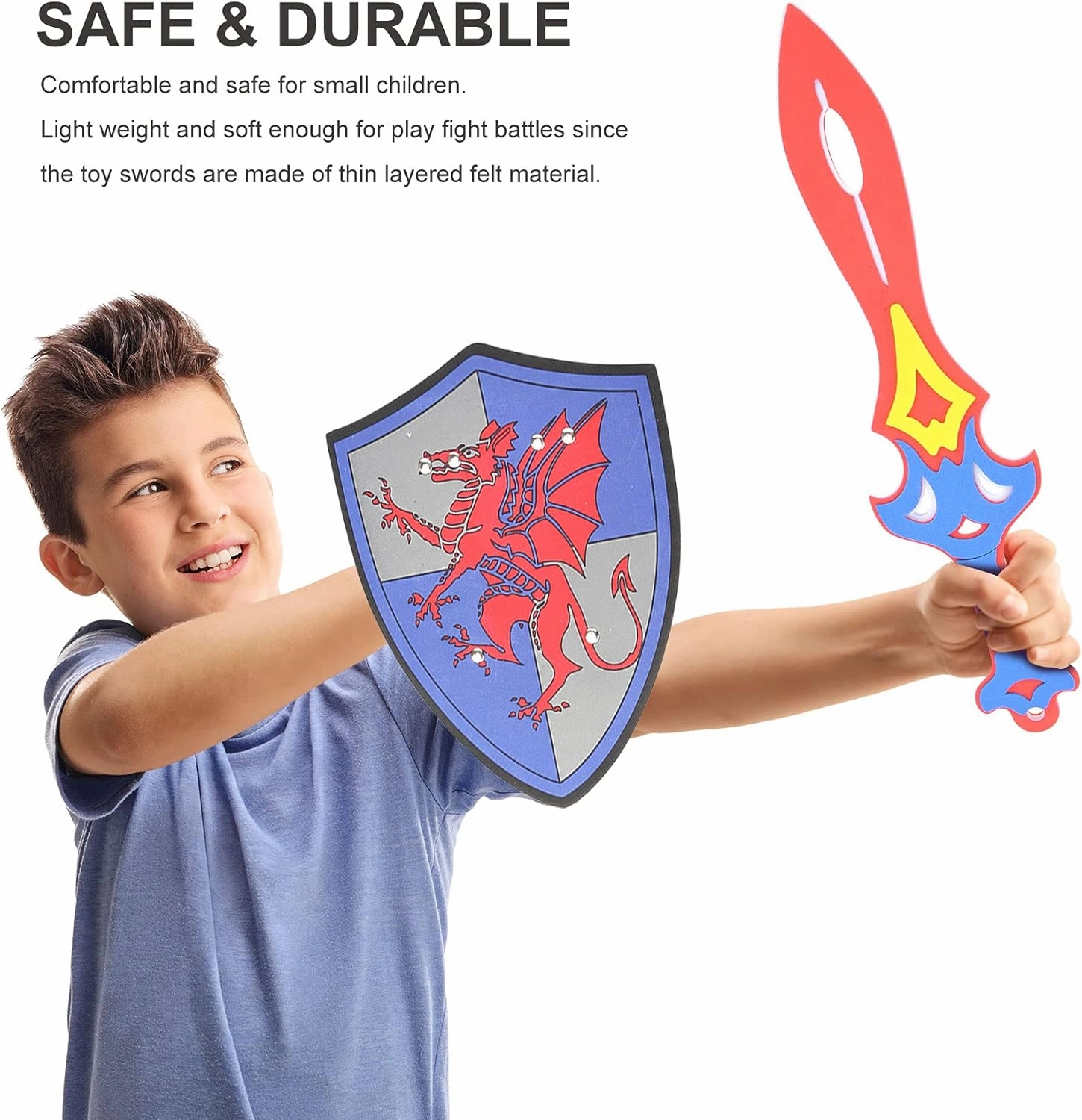 PowerTRC Foam Sword and Shield 12 Piece Playset | Ninja, Warrior, Viking Role Play Accessories for Kids | Great for Party Favors