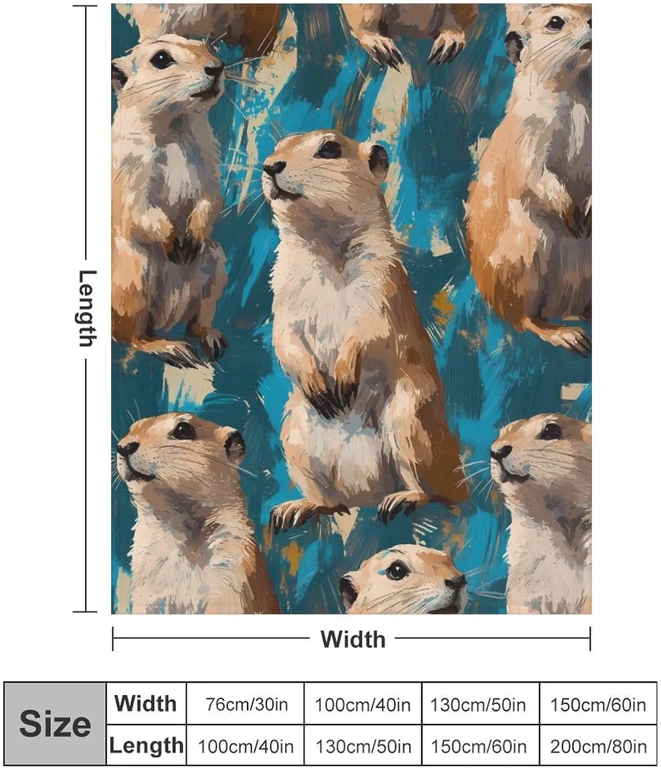 Prairie Dog Throw Blanket for Kids Adults Fantasy Painting Aesthetic Animal Decor Gift Blanket Soft Cozy Plush Flannel Blankets for Bed Couch Sofa Chair Outdoor Travel 60"x80"
