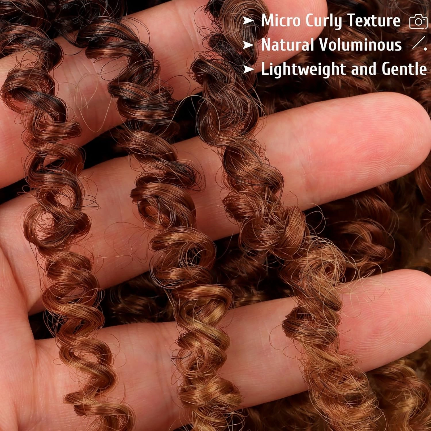 Pre Looped Yanky Twist Crochet Hair 12 Inch 8 Packs Black to Brown Ombre 1B/30# Fluffy Spring Mini Twist Passion Twist Bohemian Synthetic Crochet Braiding Hair