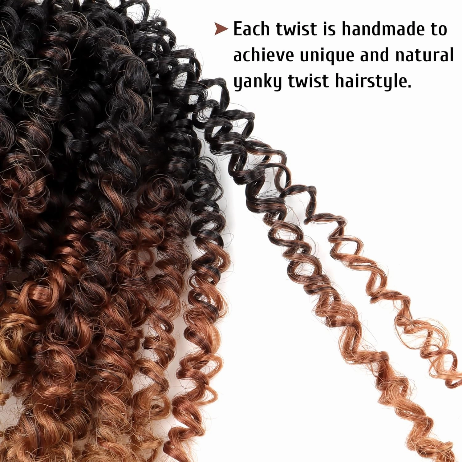 Pre Looped Yanky Twist Crochet Hair 14 Inch 8 Packs 1B/30/27# Black/Brown/Blonde Ombre Fluffy Spring Mini Twist Passion Twist Bohemian Synthetic Crochet Braiding Hair