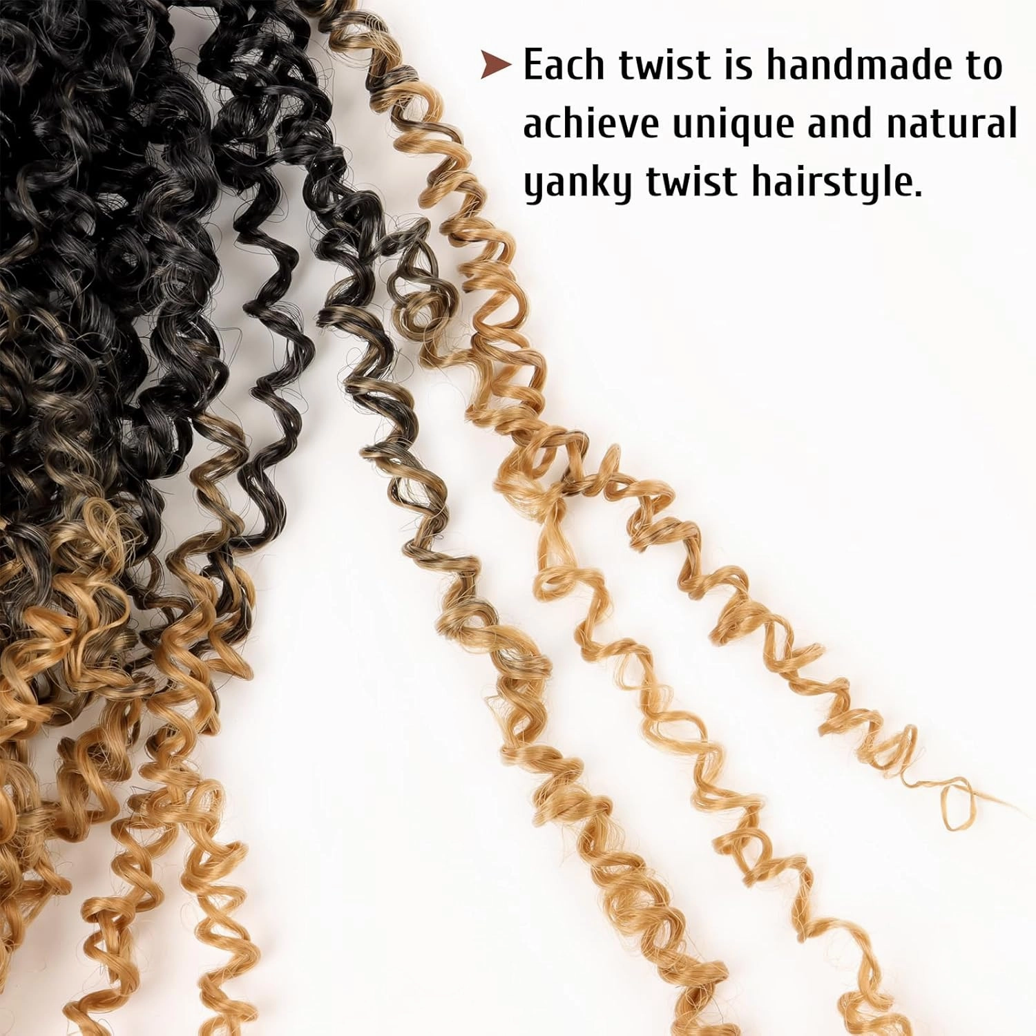 Pre Looped Yanky Twist Crochet Hair 8 Inch 8 Packs Black to Honey Blonde Ombre Fluffy Spring Mini Twist Passion Twist Bohemian Synthetic Crochet Braiding Hair