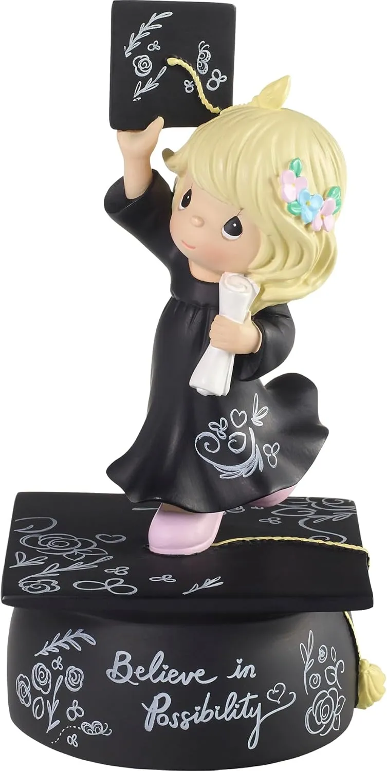 Precious Moments 193106 "Believe in Possibility Graduation Cap Musical Figurine - Sentimental Gift for Graduates