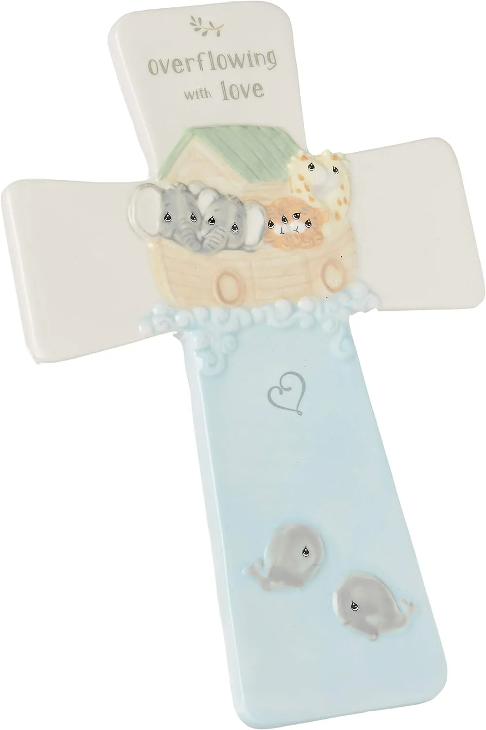 Precious Moments 193432 Overflowing with Love Noah's Ark Ceramic Cross, Multicolor