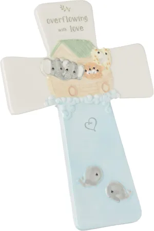 Precious Moments 193432 Overflowing with Love Noah's Ark Ceramic Cross, Multicolor