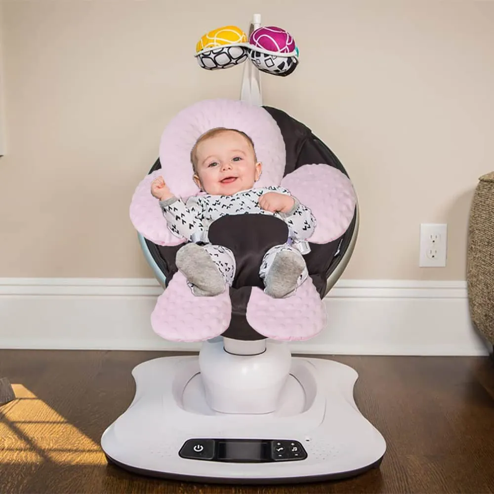 Pro Goleem Infant Car Seat Head Neck Body Support, Ultra-Soft Minky and Microfiber Newborn Car Seat Insert, Perfect for Car Seat, Stroller, 2-in-1 Reversible, Girls, Pink