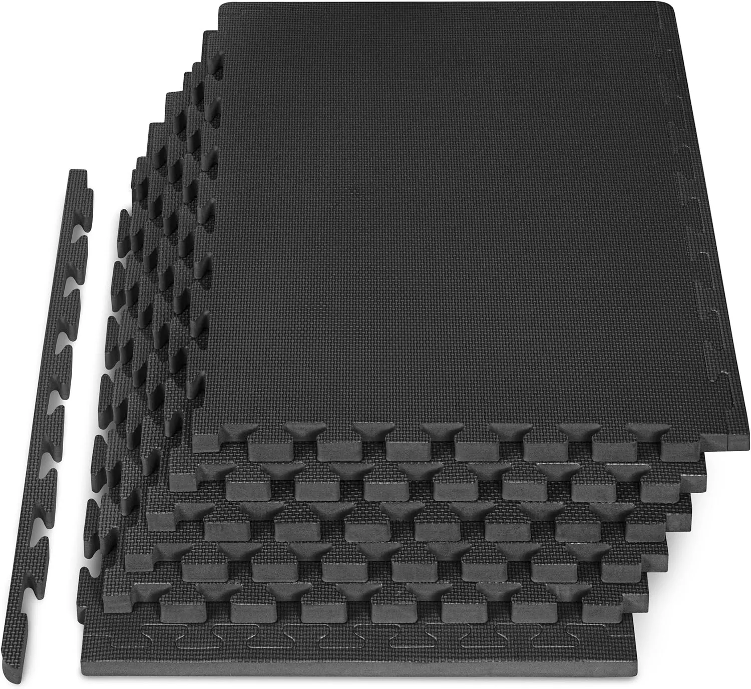 ProsourceFit Extra Thick Puzzle Exercise Mat, EVA Foam Interlocking Tiles for Protective, Cushioned Workout Flooring for Home and Gym Equipment, Black - 3/4 inch - 24 Sq Ft - 6 Tiles