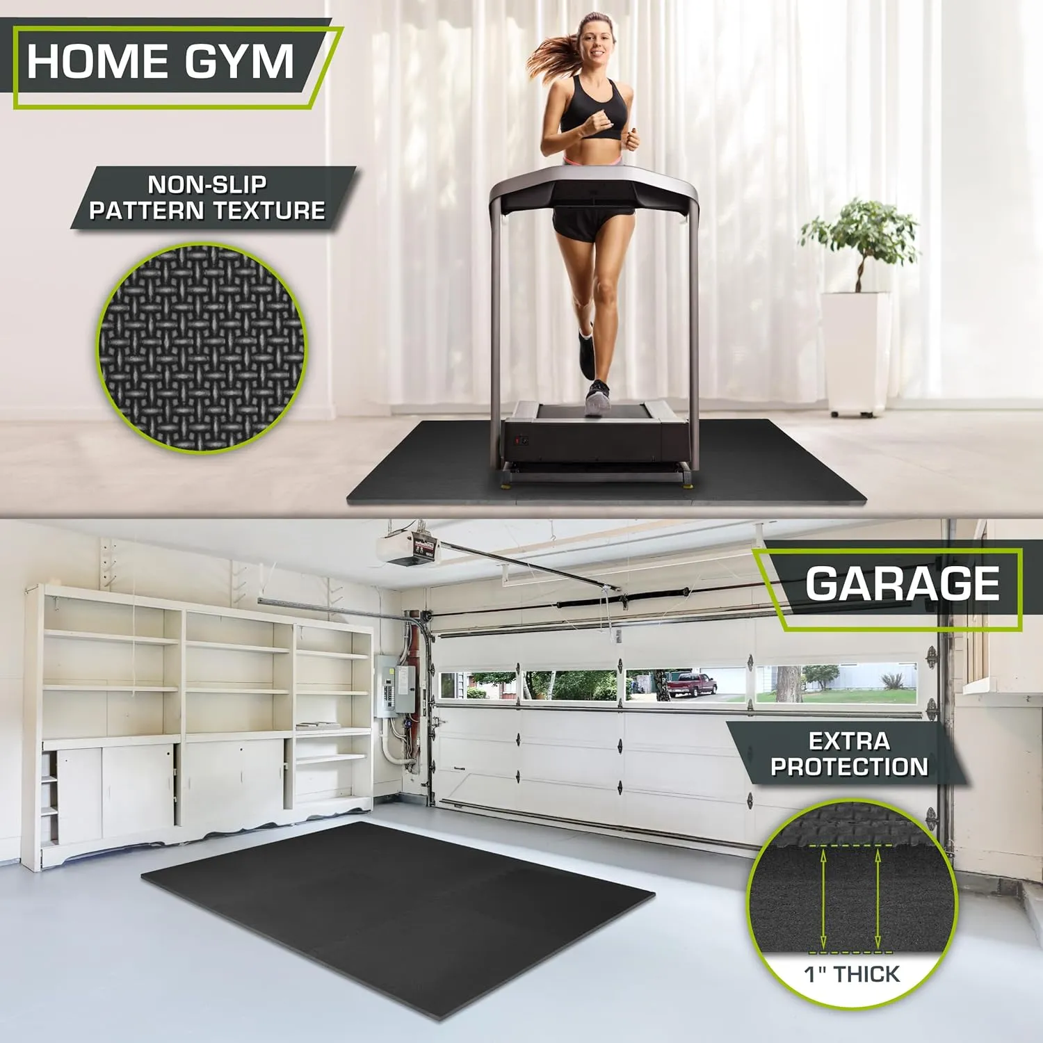 ProsourceFit Extra Thick Puzzle Exercise Mat, EVA Foam Interlocking Tiles for Protective, Cushioned Workout Flooring for Home and Gym Equipment, Black - 3/4 inch - 24 Sq Ft - 6 Tiles