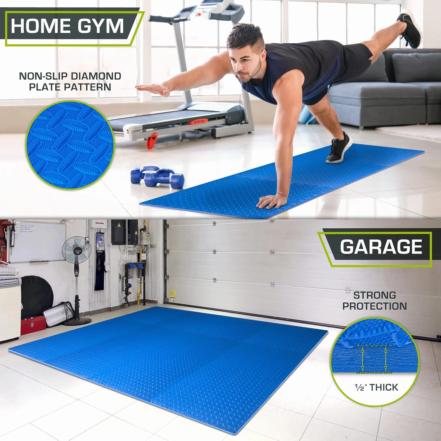 ProsourceFit Puzzle Exercise Mat ½ in, EVA Interlocking Foam Floor Tiles for Home Gym, Mat for Home Workout Equipment, Floor Padding for Kids, Grey, 24 in x 24 in x ½ in, 144 Sq Ft - 36 Tiles
