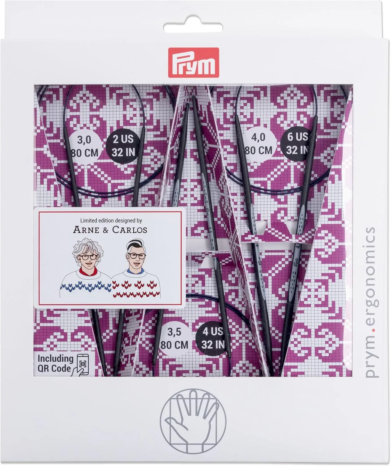 Prym 32" Limited Edition Arne & Carlos Circular Set, Carbon, 3 Count Knitting Needles, Black, Purple