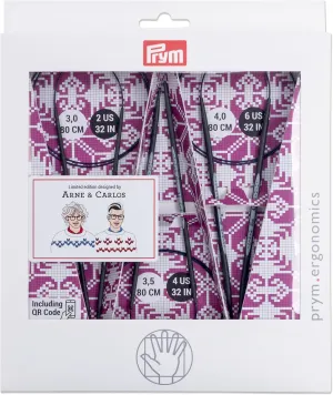 Prym 32" Limited Edition Arne & Carlos Circular Set, Carbon, 3 Count Knitting Needles, Black, Purple