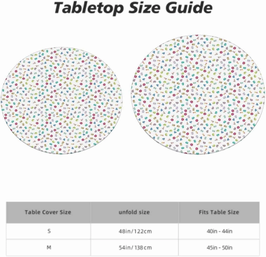 Rainbow Colors Round Tablecloth with Elastic Edge Colorful Puzzle Cartoon Art Style with Elastic Edge Polyester Waterproof Spill Proof Table Cover Abstract Fits up 45"-50" Diameter Tables