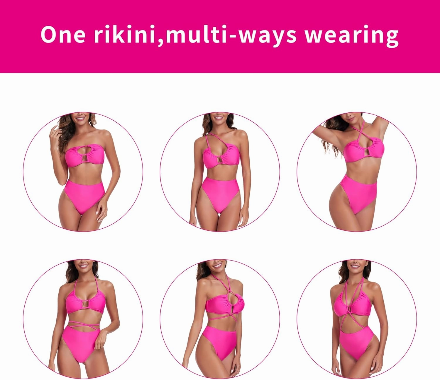 RELLECIGA Women's Adjustable String Halter Two Piece Bathing Suits Multi-Way Bikini Set for Women