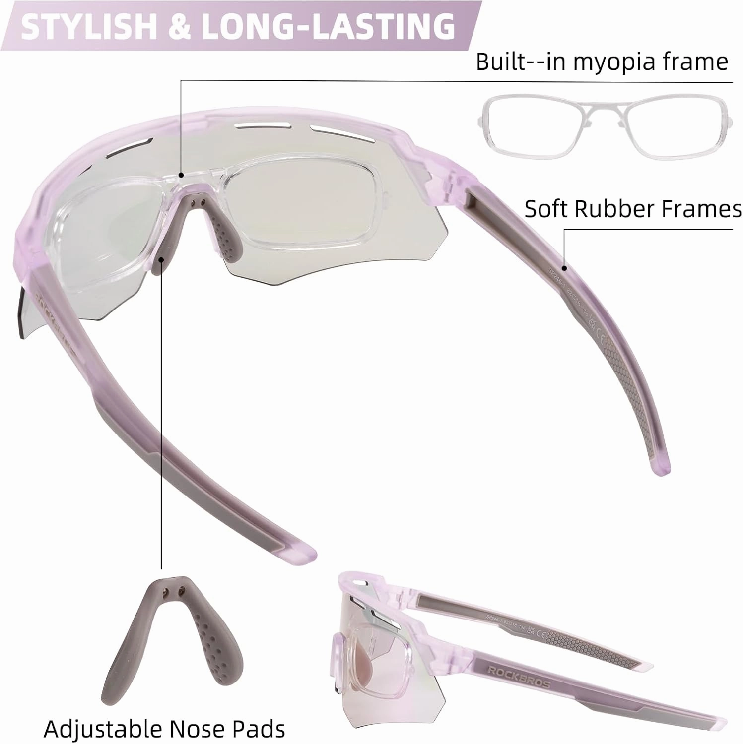 ROCKBROS Photochromic Cycling Glasses for Men Running Glasses for Women Mountain Bike Sunglasses