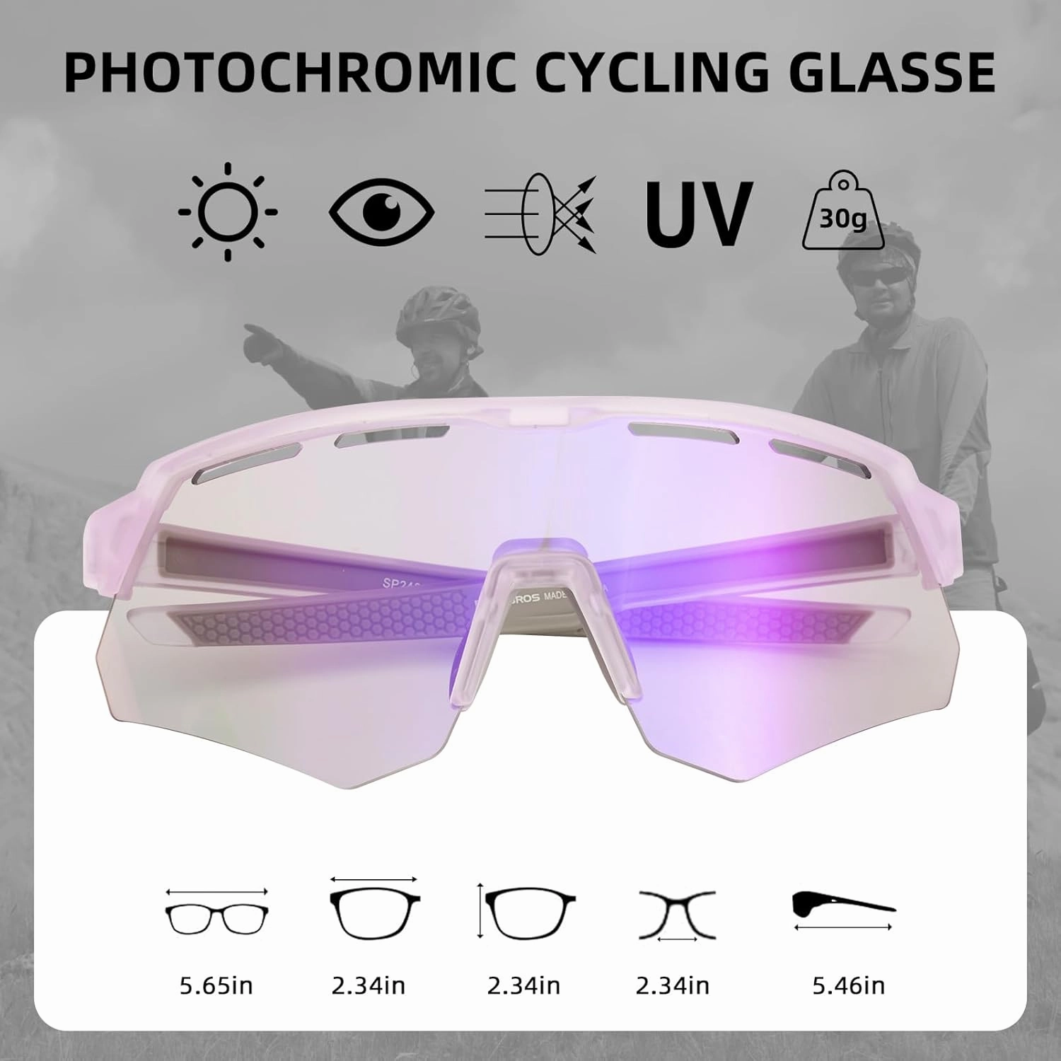 ROCKBROS Photochromic Cycling Glasses for Men Running Glasses for Women Mountain Bike Sunglasses