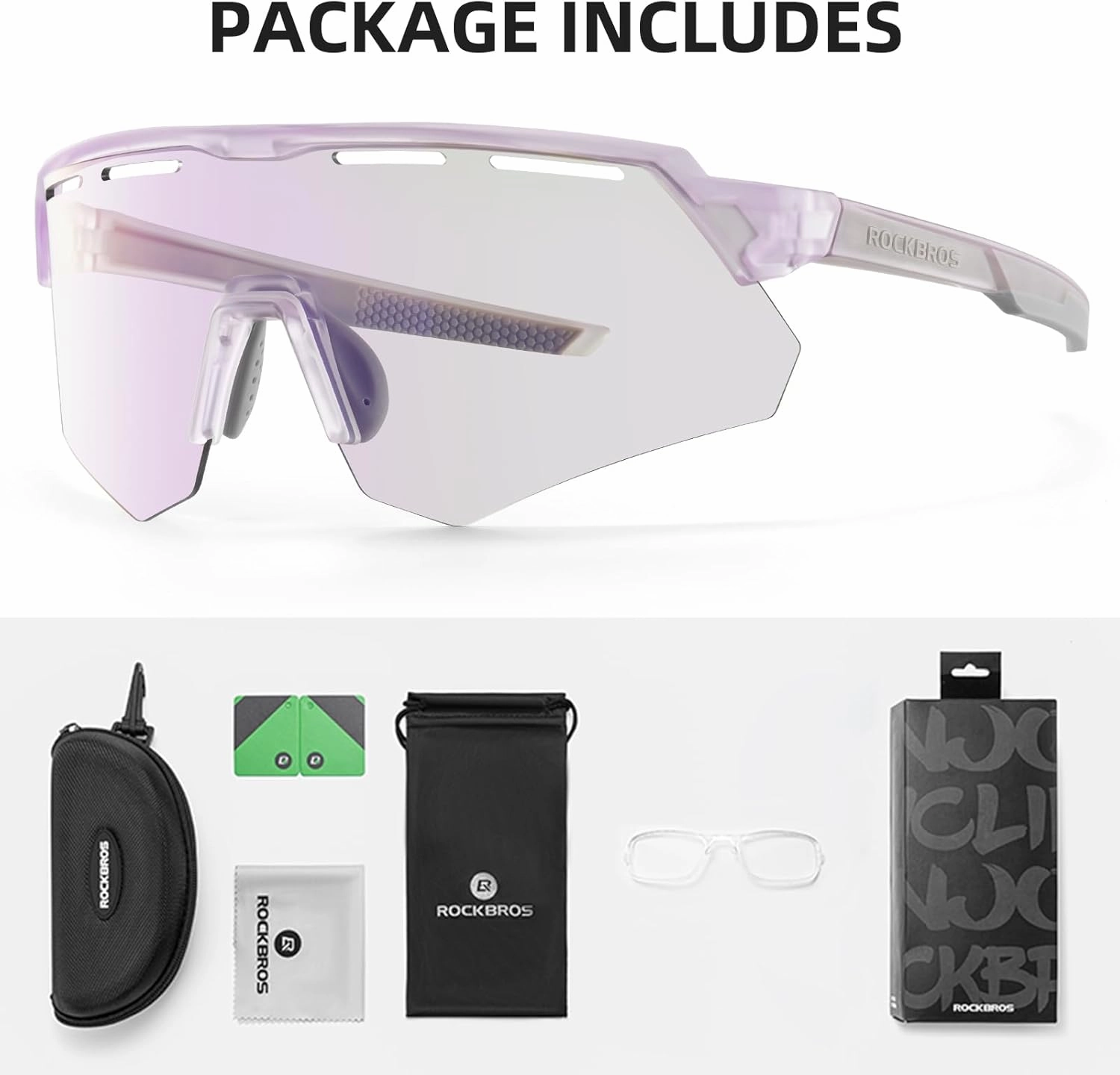 ROCKBROS Photochromic Cycling Glasses for Men Running Glasses for Women Mountain Bike Sunglasses